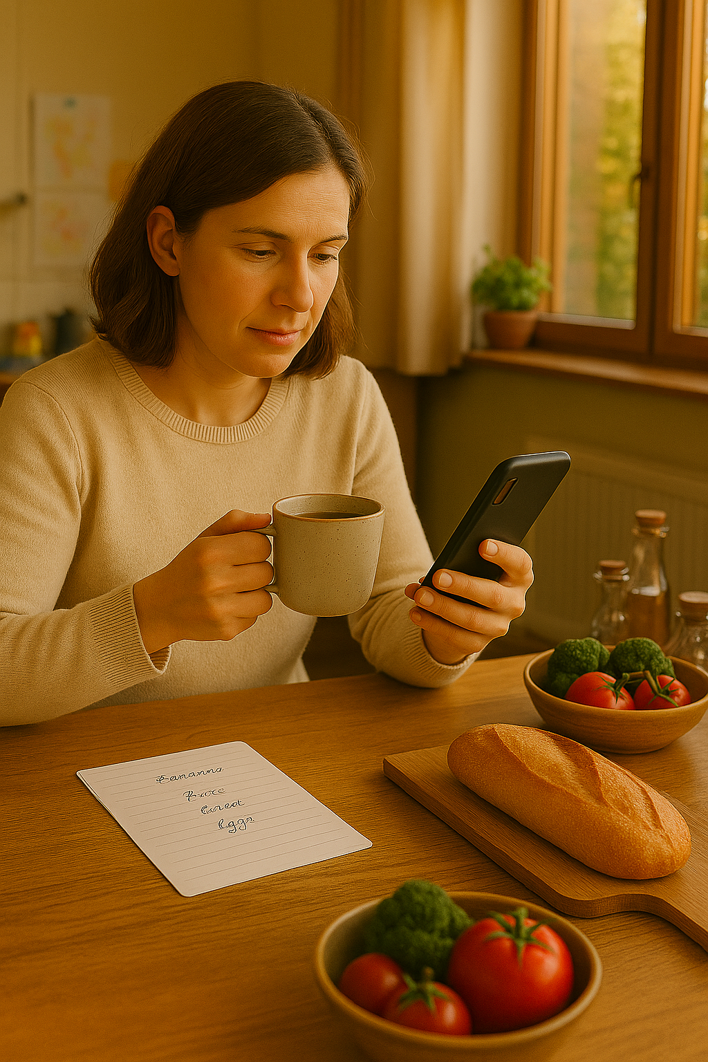 Busy parent using Pantry Pilot app to quickly plan meals